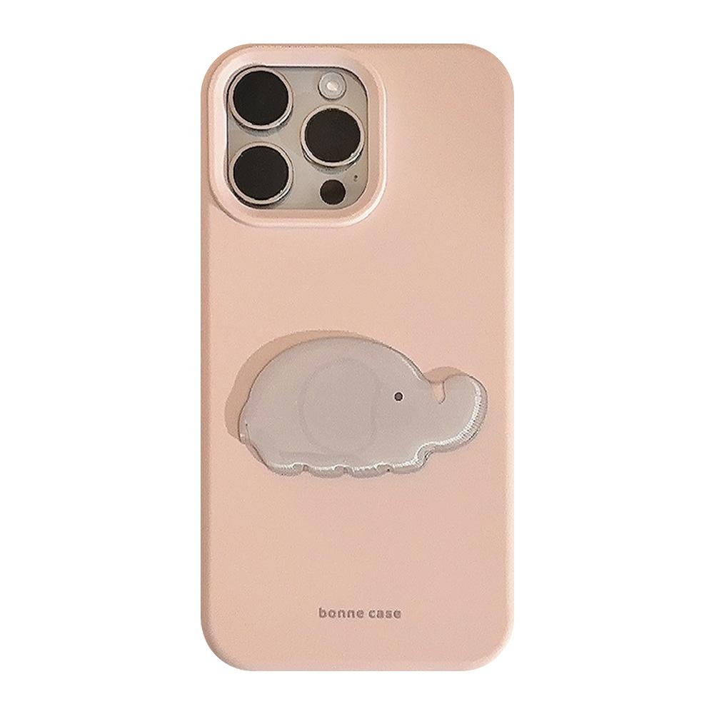 Cute Little Gray Elephant 17pro Max Apple 16 Mobile Phone Case Silicone Iphone14 Suitable for 13 Stereo Patch