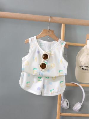 Kids' Summer Mesh Sleeveless Vest Set - Lightweight, Breathable 2-Piece for Boys & Girls