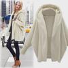 Women's Solid Color Plush Hooded Coat - Long-Sleeved Loose Fit for Autumn and Winter