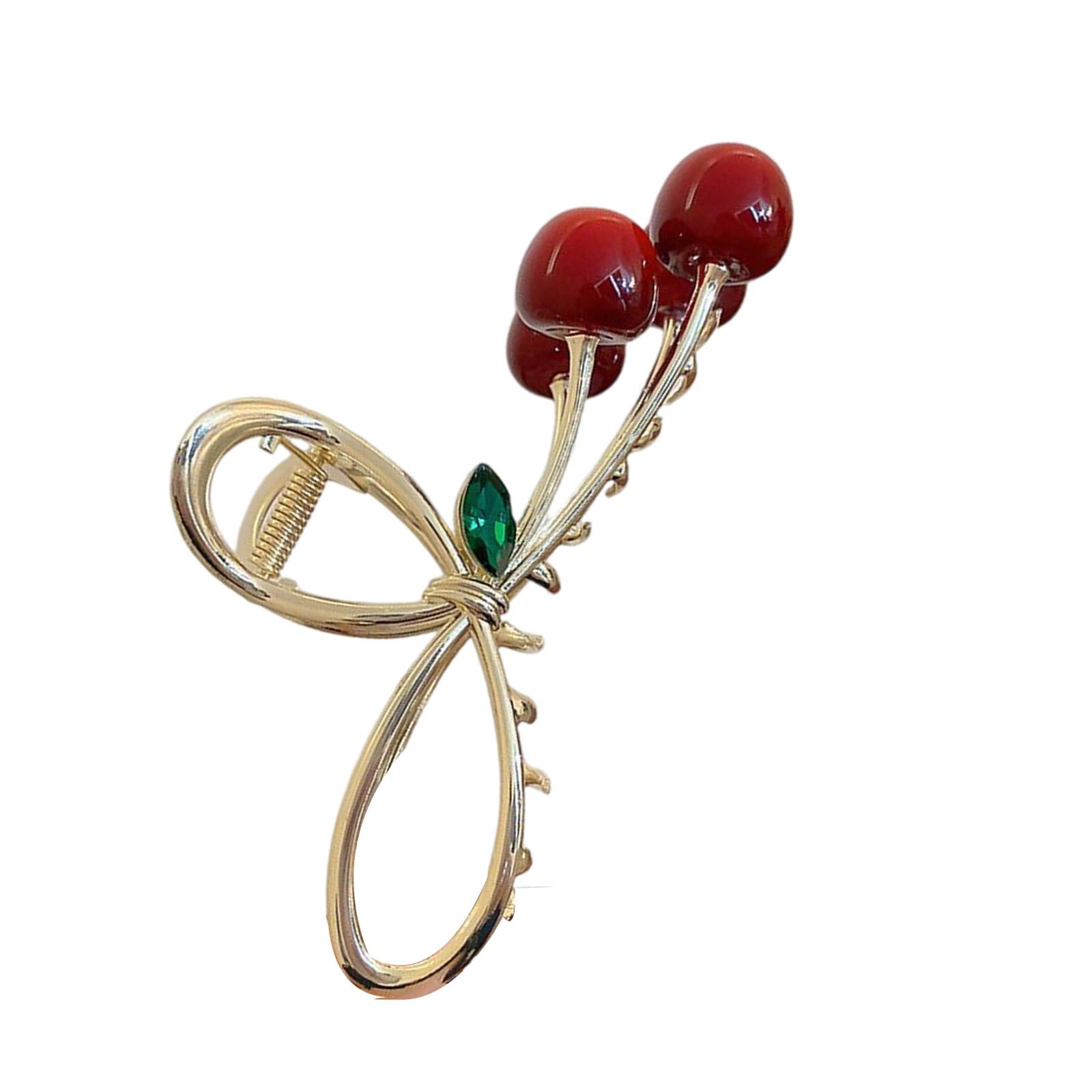 

Заколка-краб для волос «Вишня» Фруктовая тематика Зажимы для волос 3D Вишня Захват для волос Заколки Сильная фиксация Шпилька для девочек золотой