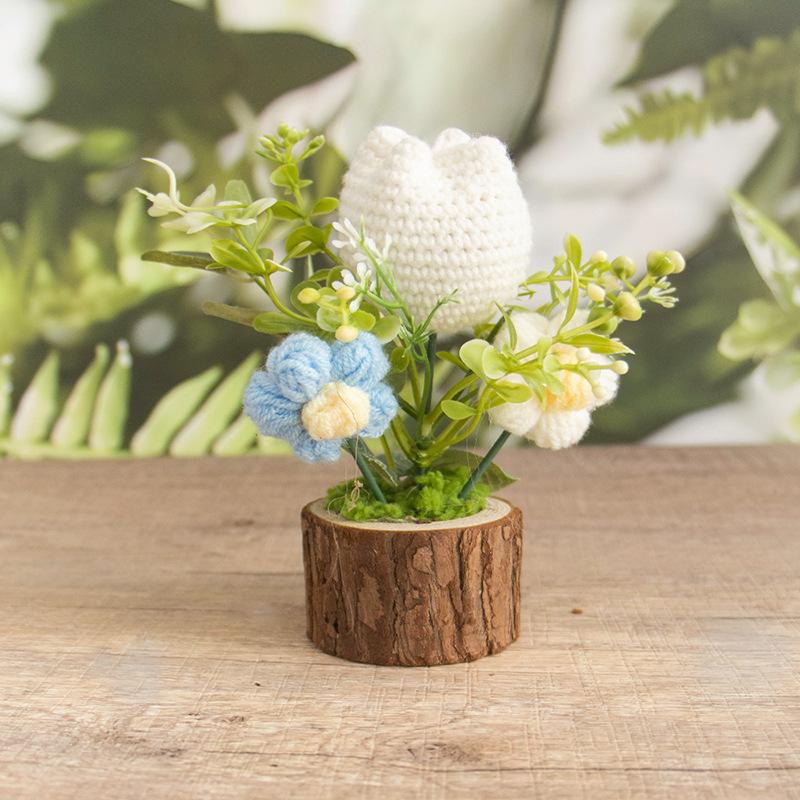 Finished Products, Hand-woven Potted Plants, Wool, Crocheted Sunflower Bouquets, Hand Gifts, Home Ornaments, Knitted Simulated Flowers