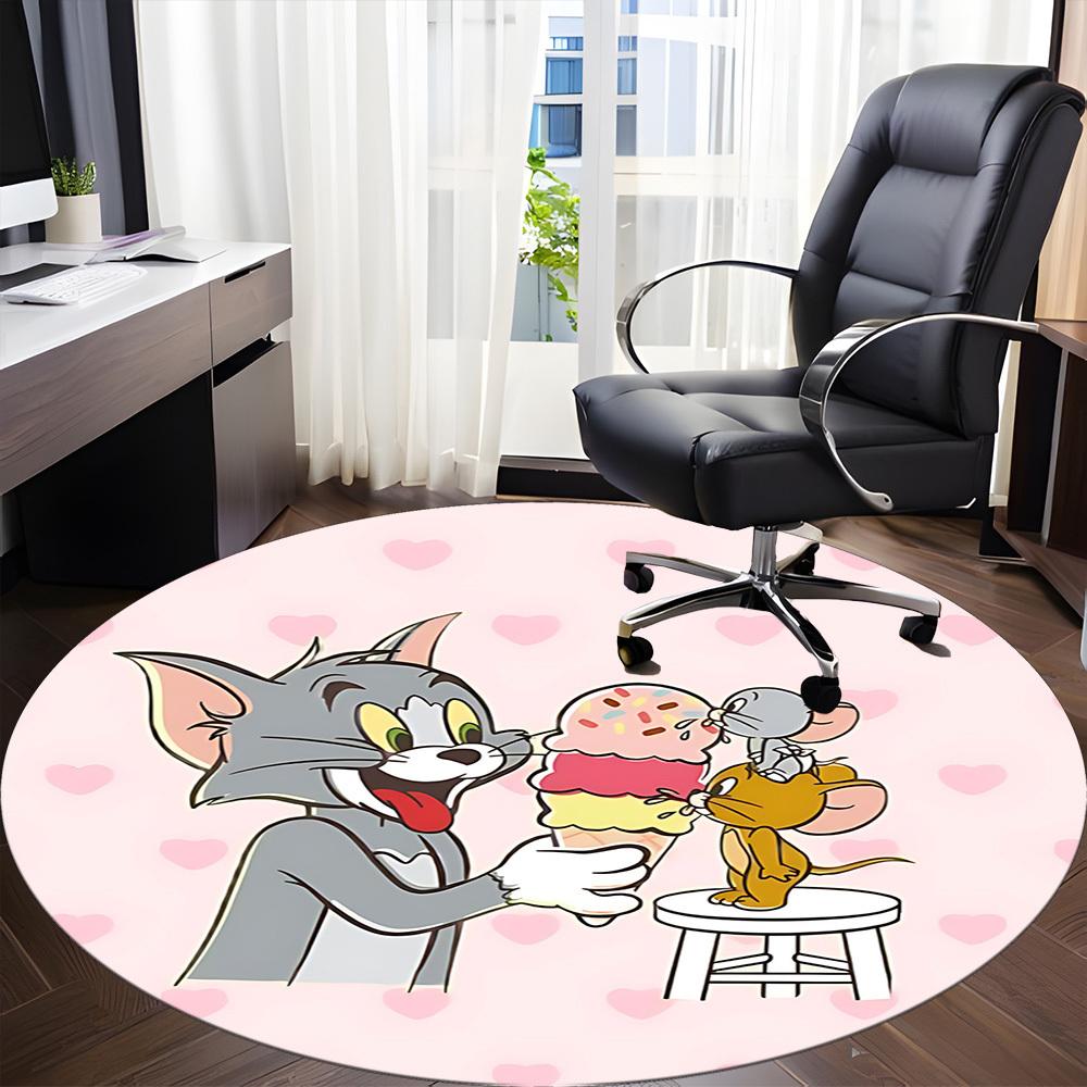 1pc Tom Jerry Office Round Area Rug, Bedroom Living Room Home Decor, Room Deco, Offic a1016160