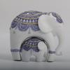 Blue and White Trunk-Up Elephant Sculpture -Prosperity and Good Luck Charm, Ldeal Home Décor & Universal Gift