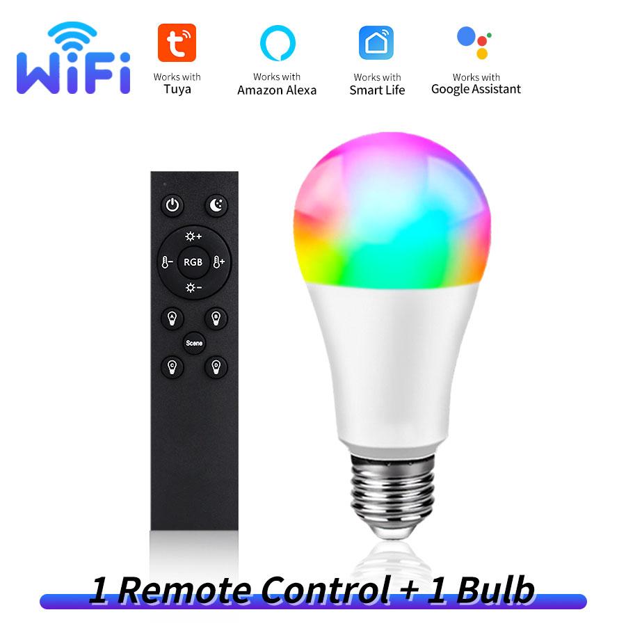 Wifi Led Light Bulbs E27 E26 110V 220V Tuya Smart Life Alexa Google Assistant RGB Lamp Ampoules 10W RF 2.4G Remote Group Control