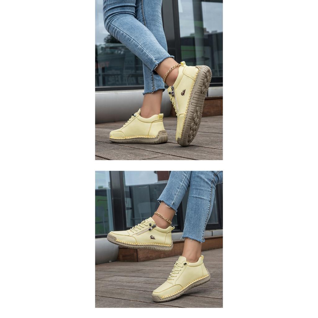Scarpe da donna cucite a mano da uomo e da donna con suole morbide, suole piatte autunnali e invernali, scarpe singole, scarpe casual, stivaletti