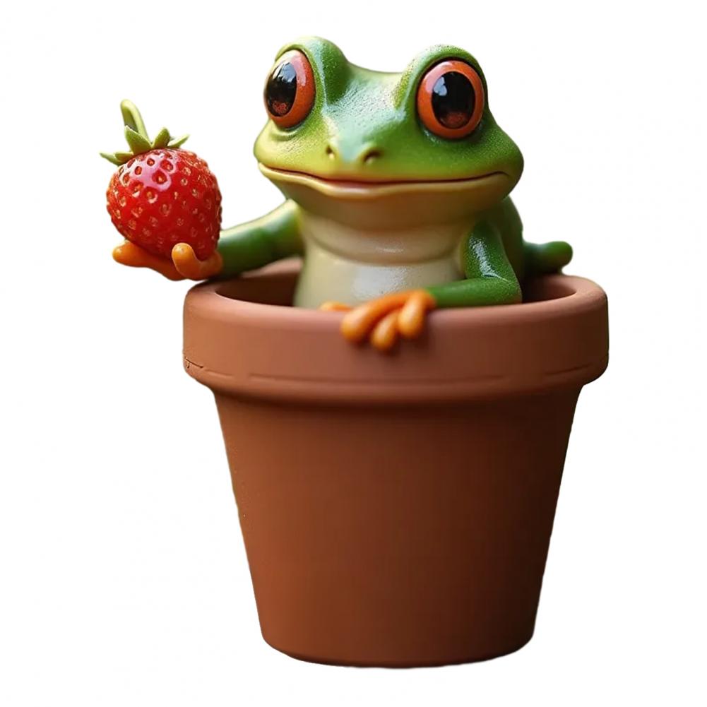 Frog Themed Decoration Outdoor Frog Ornament Whimsical Frog Resin Statue Sculpture for Home Office Garden Decor Cartoon Figurine