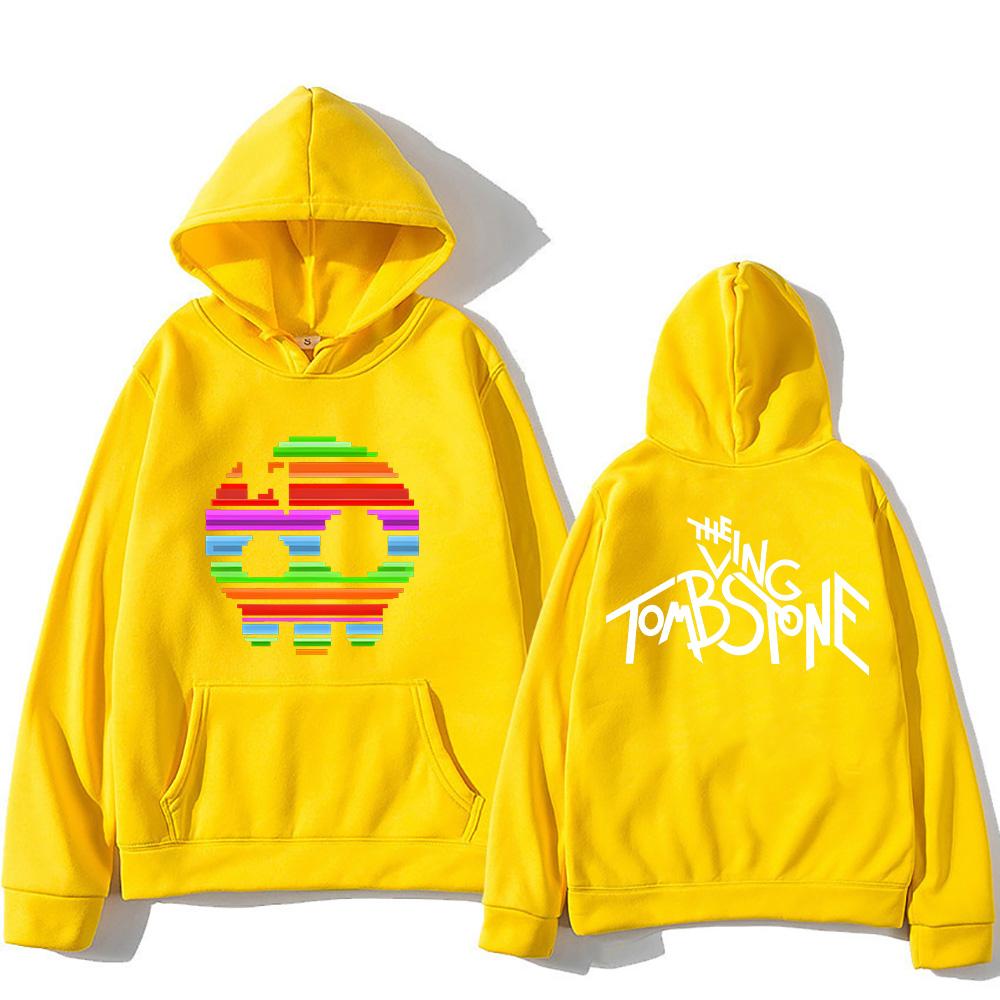 The Living Tombstone Rainbow Skull Hoodie The Living Tombstone Skull Humorous Graphic Sweatshirts Unisex Long Sleeve Pullovers