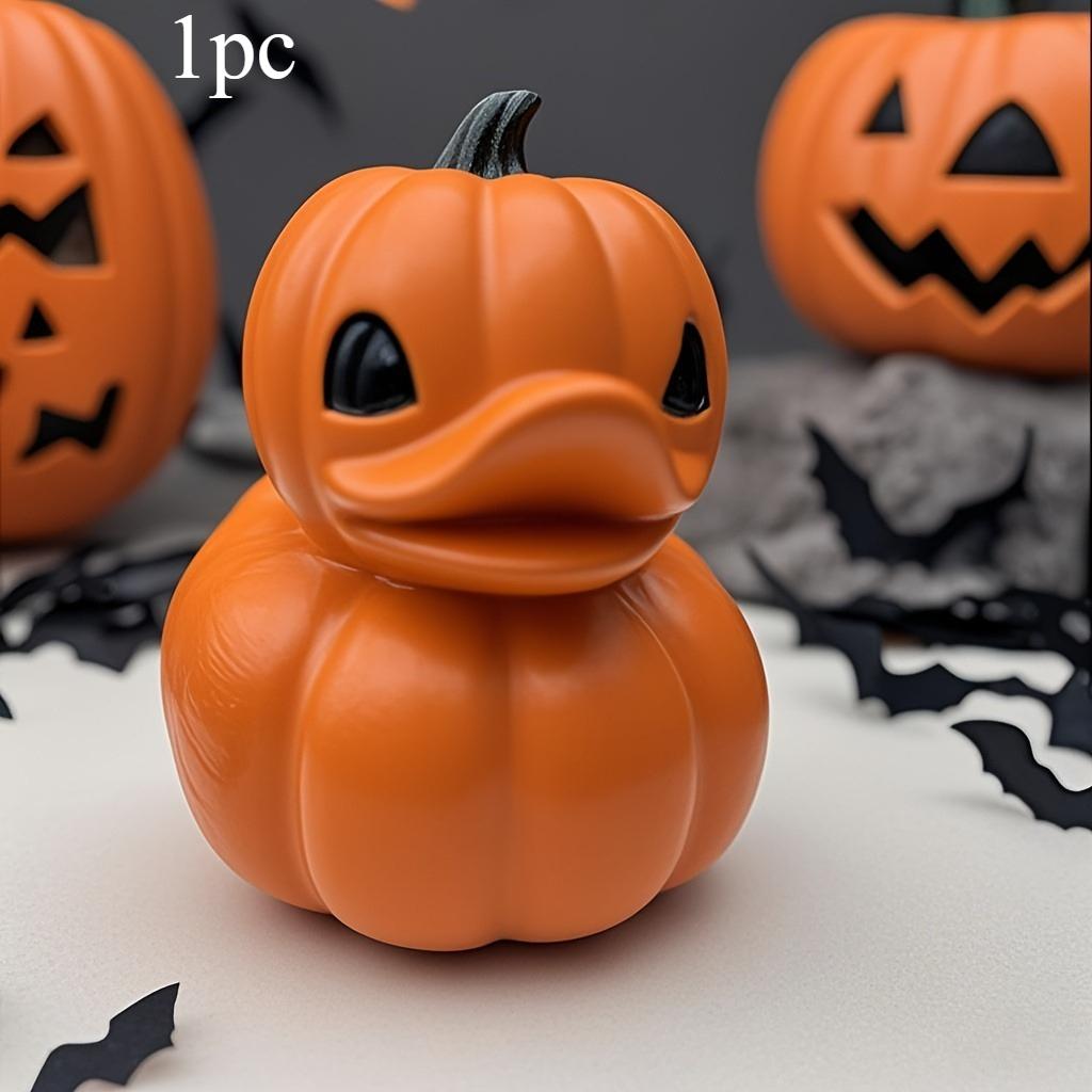 Orange Pumpkin Shaped Duck Resin Halloween Decor Cute Festive Home Party Miniature Ornament Thanksgiving Gift Desk Decoration