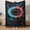 1 Stück Sonnenblumen-Druck Leichte Flanelldecke, Bequeme und Warme Decke, für Camping Sofa Bett und Couch Büro, in Allen Jahreszeiten