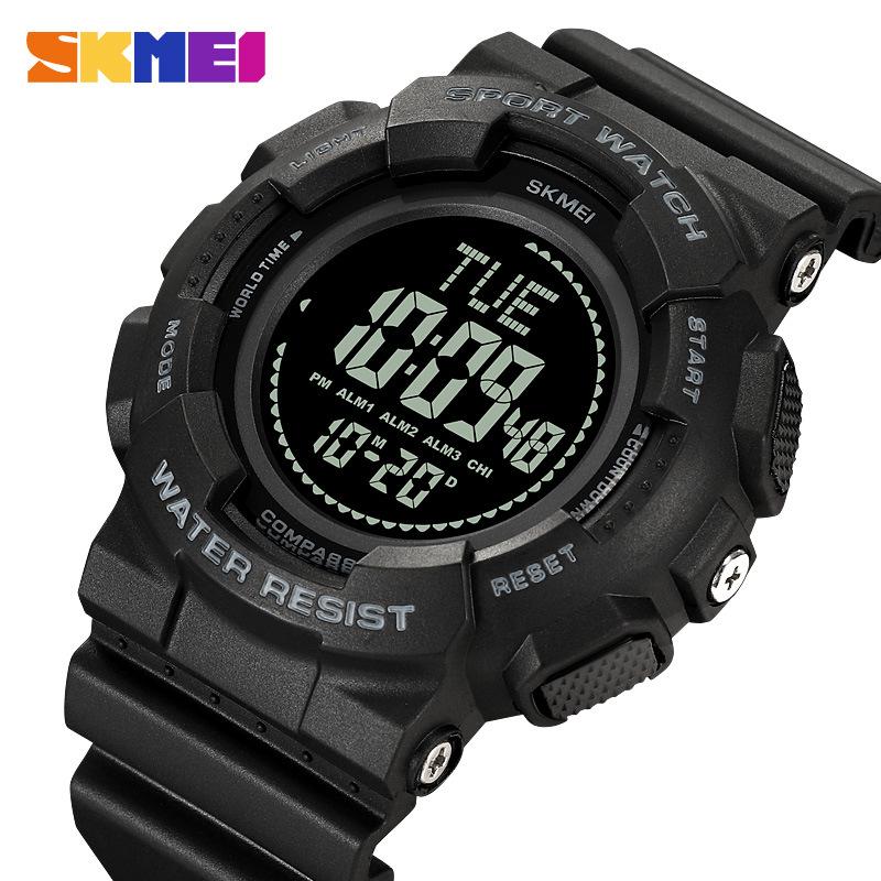 Moment American Student Outdoor Mountaineering Compass Army Green Camouflage Sports Electronic Watch Waterproof Luminous Multifunctional Watch
