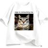 Rage Is Consuming Me Silly Staring Cat Meme Tee Shirt Casual Short Sleeve T-shirts Men Women Cat Lover T Shirt Over Sized Summer