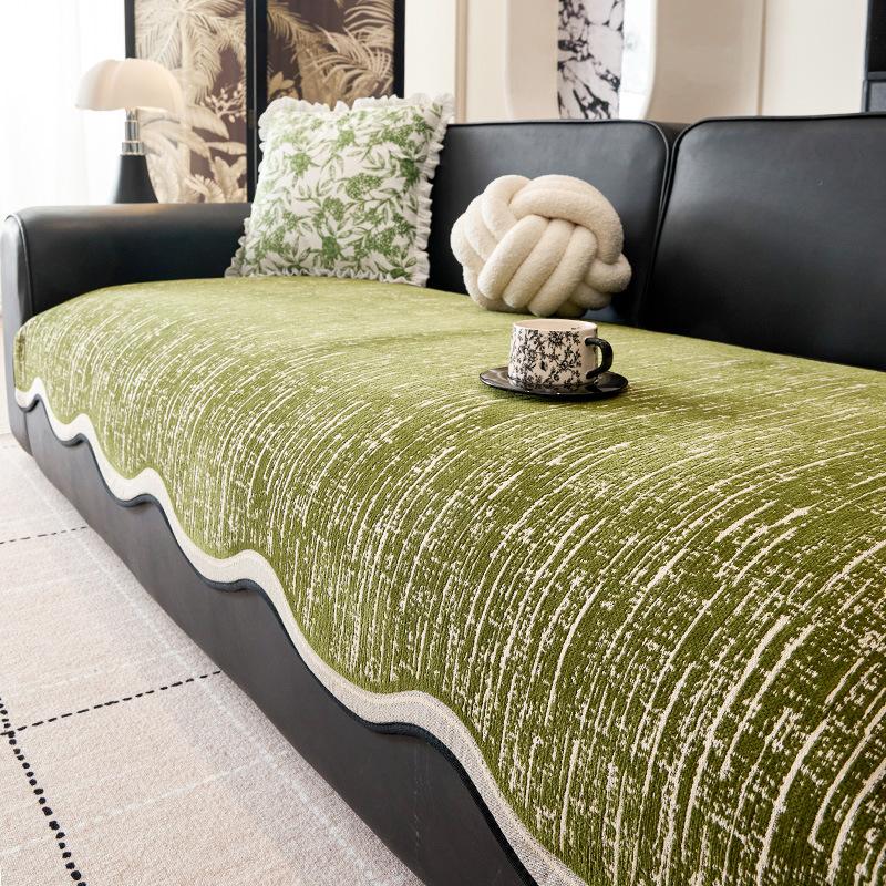 

2025 new straight-breasted leather sofa pad, one-piece cover cloth towel, high-end special-shaped four-season universal seat cushion, non-slip 90*70cm