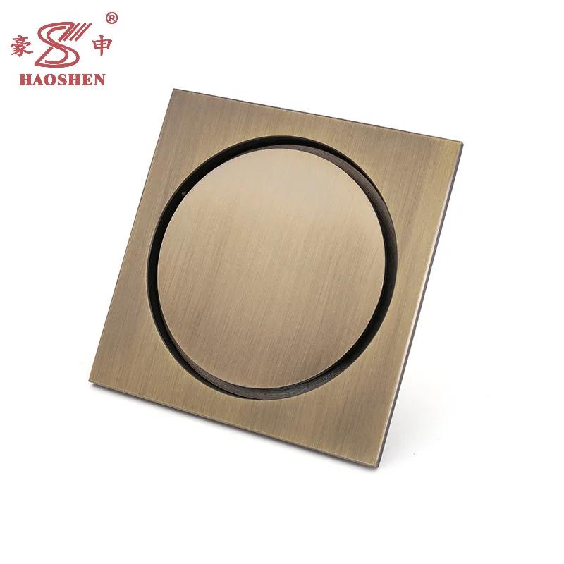 10x10cm Floor Drain Brass Square Pop-up Floor Drain Floor Cover Shower Room Push Down Deodorant Bathtub Shower Drain