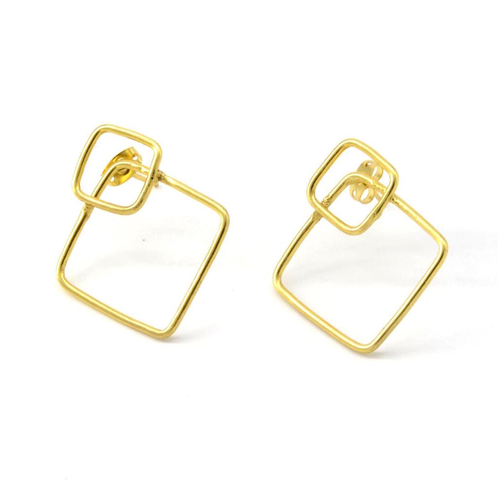 925 Sterling Silver Square Earrings, Handmade Simple Studs Earrings, Gift For Her