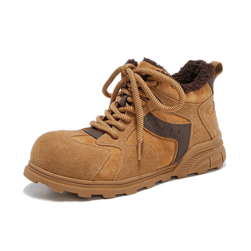 High-top Velvet Casual Shoes, New Autumn and Winter Snow Boots, Thick-soled Outdoor German Training Cotton Shoes