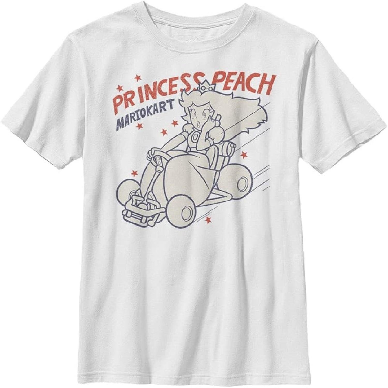 Nintendo Kids Peach Kart Boy s Solid Crew Tee XXXXXL белый