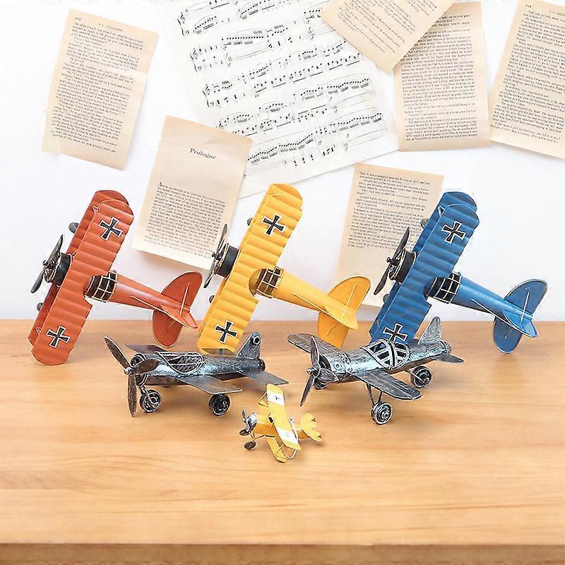 Vintage Plane Creative Retro Antique Airplane Iron Aircraft Model for Home Decor (Red)