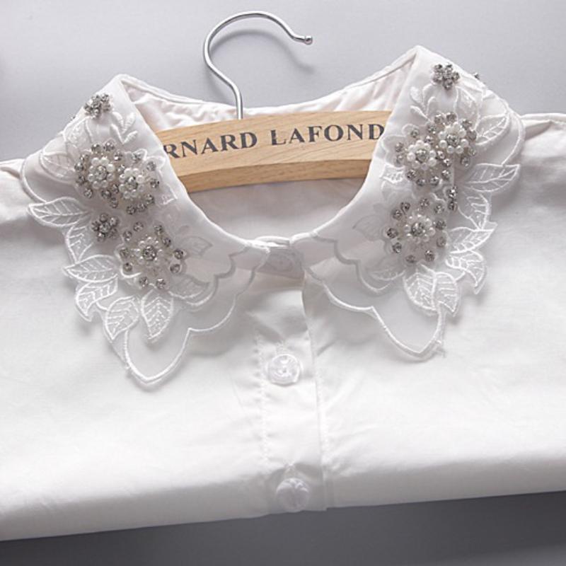 Korean blouse fake collar handmade inlaid diamond collars beaded shirt fake collars white fake collar manufacturers