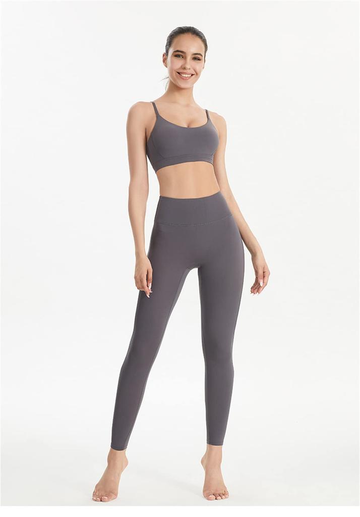 Cloudstop Yoga Cropped Tights Damen Leggings, Hose, Schweißableitend, Schnelltrocknend, Sport, Länge, High-Waist (S, Grau)