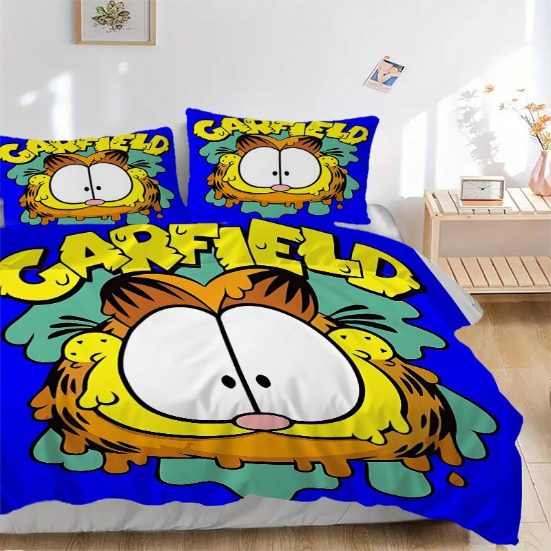 3pcs Garfield, Cat Cover Set, 1 Cover + 2 Pillowcases (No Insert), Bedding for All Seasons, Bedding,Bedroom Decor yy250922023