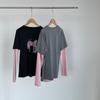 Taoguan Frühling Damen Schlankmachendes Rundhals-T-Shirt mit kleinem Pferdeaufdruck Two-in-One