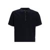 Emporio Armani Solid Color Polo Collar Straight Half-Zip Short Sleeve Polo Shirt Men tops Navy-Blue 3D1FE51JTKZ0920
