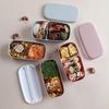 Dual-Layer Kids Lunch Box - Food-Grade, Microwave & Fridge Safe, Compartmented Plastic Bento.