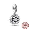 Sparkling Snowflake Double Dangle Charm Beads Fit Original Fasion 925 Sterling Silver Bracelet Necklace DIY Fine Women Jewelry