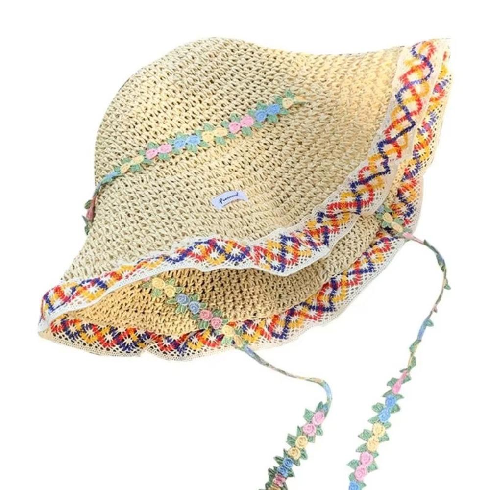 INS Lace Brim Sunshade Cap Elegant Sun Protection Cap Outdoor Beach Hat  Outdoor Activities