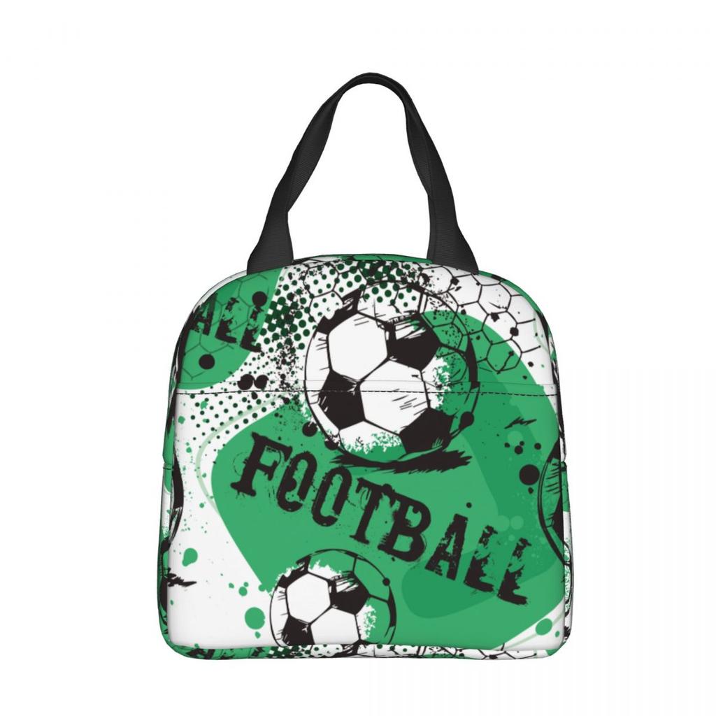 Cartoon Soccer Ball Football Insulated Lunch Bag Thermal Bag Reusable High Capacity Lunch Box Tote Food Bag Beach Outdoor