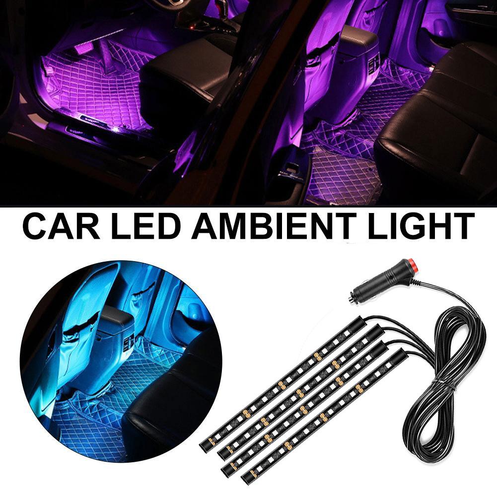 12led Car Interior Ambient Foot Strip Light Kit Backlight Atmosphere Decorative Auto 5v/12v Accessories Lamp Usb Neon Vehic S9x2