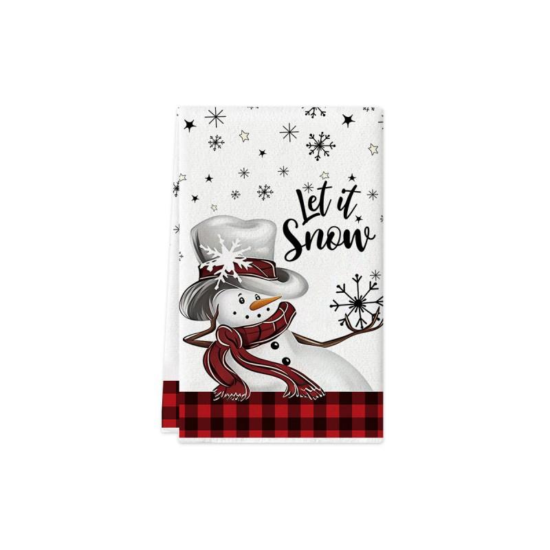 Christmas Kitchen Towel Nordic Style Snowman Print Dish Multipurpose Cotton Tea Home Holiday Decor