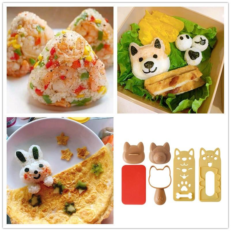 Kitchen Making Gadgets Cute Sushi Cartoon Bento Mold Kitten Puppy Rice Ball Mold Set