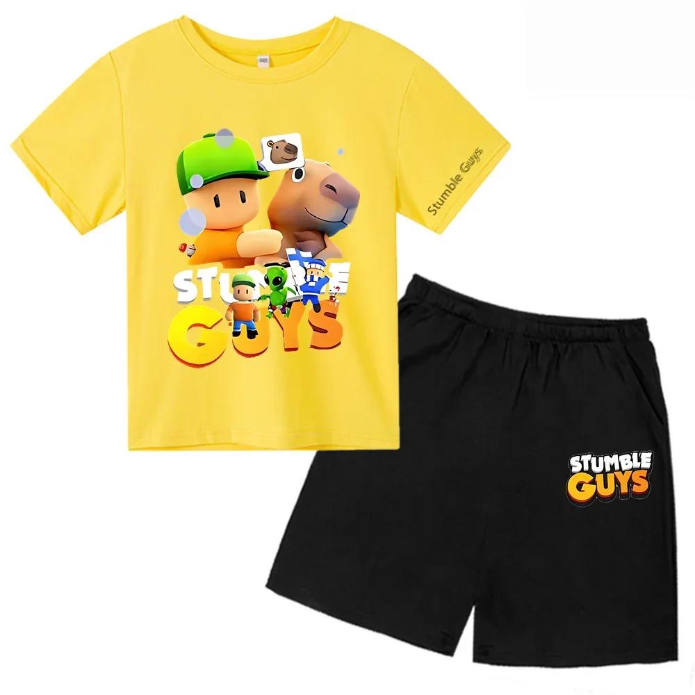 2025 New Stumble Guys TShirt Set Boys Cartoon Banana Casual Short Sleeve Tops Kids Girls Clothes Games T-Shirts Y2k Teen Tops