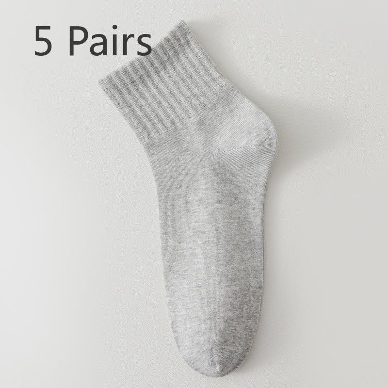 5 Pairs of Men's Autumn Cotton Sweat Absorbing Breathable Deodorizing Tube Socks