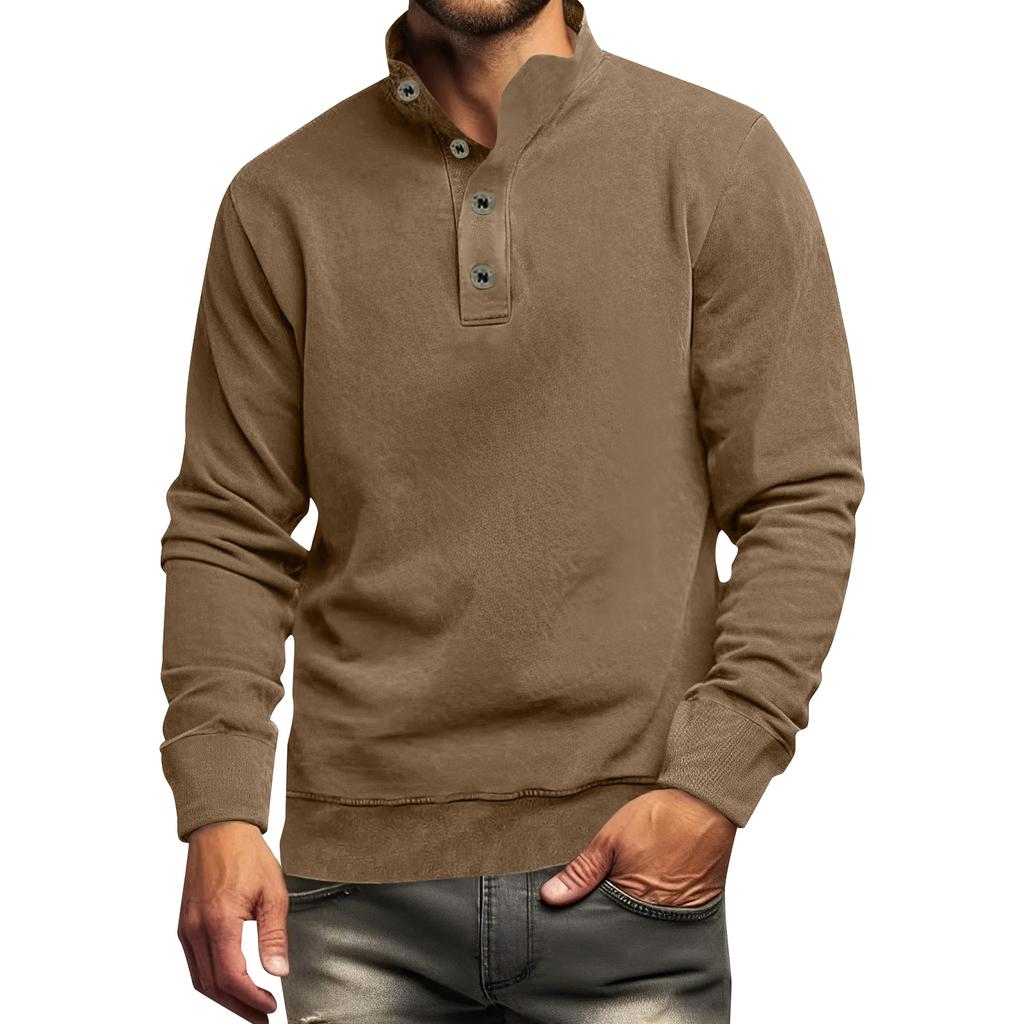 Men's Solid Color Shirt Plus Men's Long Sleeved T-shirt Minimalist Sweatshirt