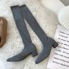 Fashion Thigh High Boots Stretch Fabric Sock Boots Women Pointed Toe High Heels Shoes 2026 Autumn Winter Sexy Over The Knee Boot