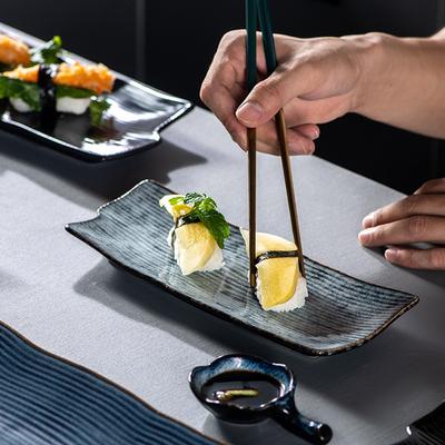 Japanische Sushi-Platte Rechteckig Keramik Sashimi Flache Platte Kreatives Geschirr Unregelmäßig Lang Kommerziell Japanisches Materialplatte