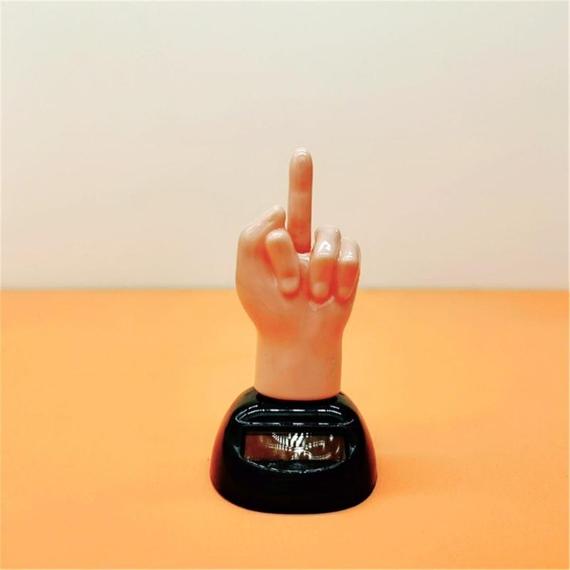 Solar Middle Finger Shakings Toy Car Dashboards Dancing Figure Toy Brown Creative Car Bobbleheads Decorative Ornament