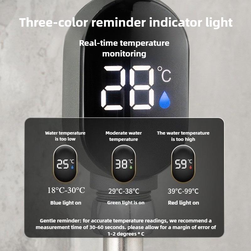 1pc LED Shower Head Thermometer with Visual Water Temp Display Ideal for Children Home Hotel Bathing