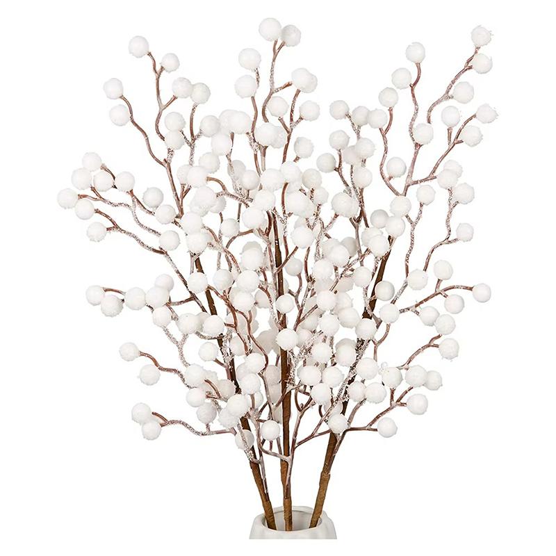 58cm White Artificial Berry Bouquet Christmas Decoration Fake Plant for Home Decor Xmas Tree Navidad New Year 2026 DIY Ornaments