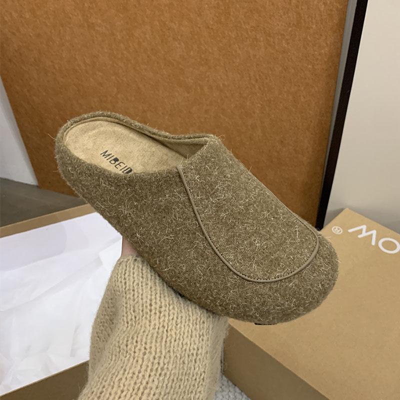 Fashion Winter Warm Ladies Flats Slippers Fur Shoes Casual Outdoor Indoor Fashion Furry Women Slippers Mules Female Slides Shoes