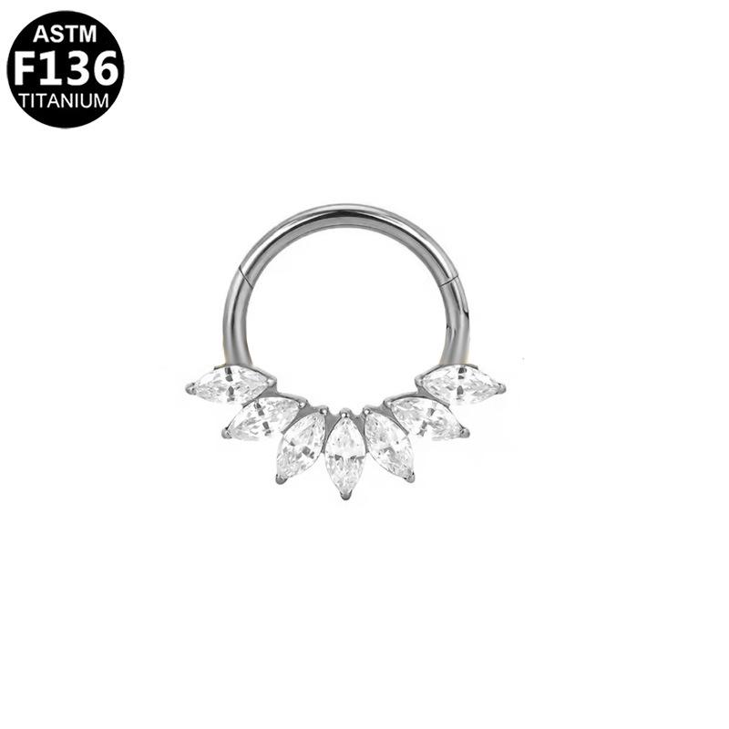 Titanium G23 Zirconia Inlaid Horse Eye Nose Ring: European-American Fashion Design.