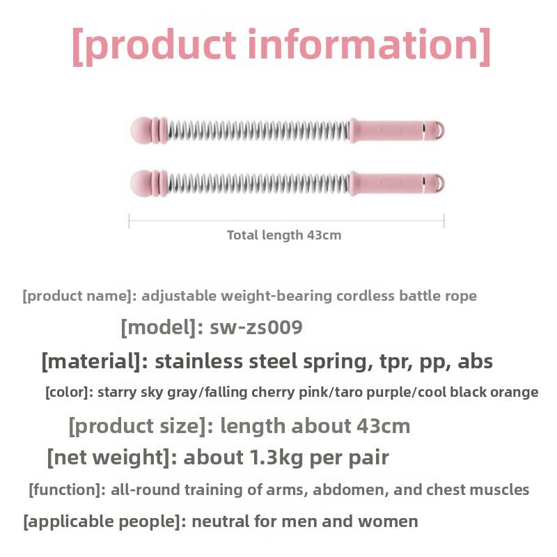 2Pcs Unisex Cordless Battle Rope Multifunctional Power Training System Arm Strength Home Gym Equipment for Full Body Workout