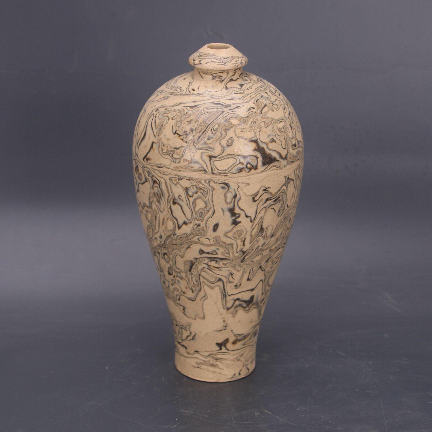 

Song Dynasty Dangyangyu White Glaze Plum Vase - Wood Grain Jiao Tai Replica, Porcelain Chinese Antique Ornament Collection