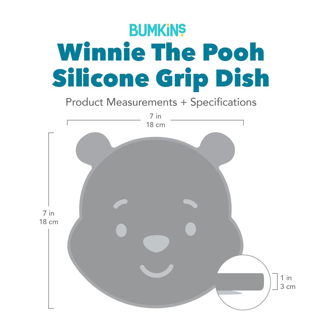 Bumkins x Disney Japanese Suction Cup Silicone Dish Baby Tableware Winnie the Pooh Silicone Plate Baby Shower Gift Bumkins Pooh [Official Product]