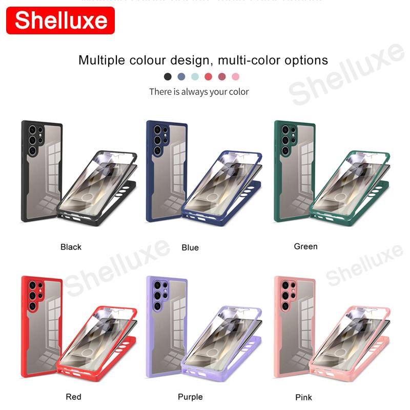360 Full Body Front+Back Clear Case Shelluxe For Samsung Galaxy S25 S24 S23 Ultra S22 Plus S21 FE Silicone Double Sided Cover