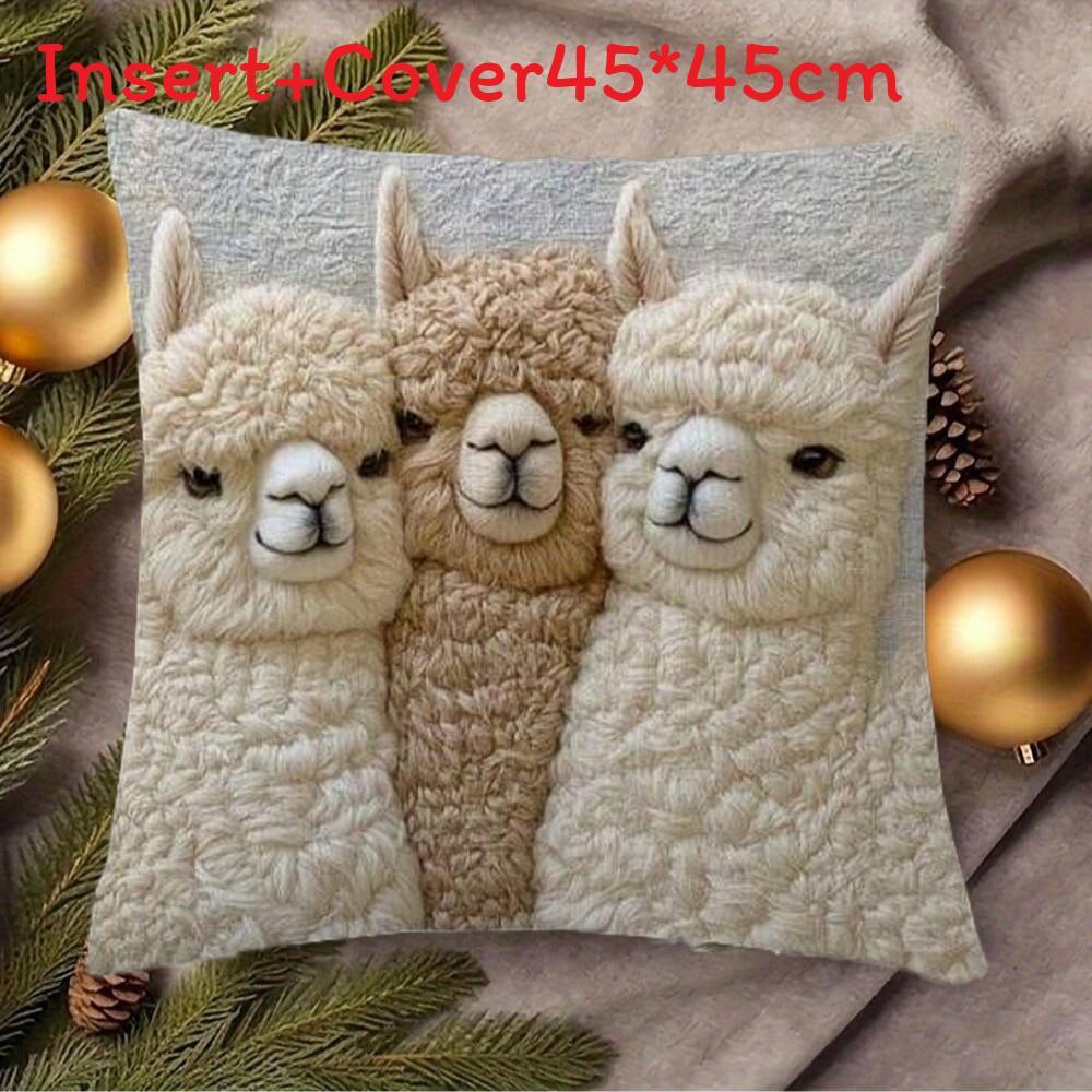 Animal Plush Throw Pillow Cover With Soft Faux Fur For Sofa Decor