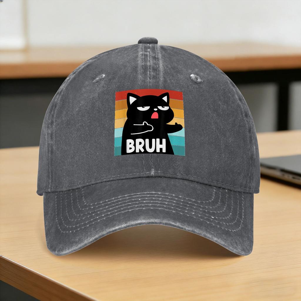 Baseball Cap Funny Meme Saying Bruh Cat Summer Casual Trucker Hat  Couple Women Design Outdoor Sport High Quality Baseball Caps