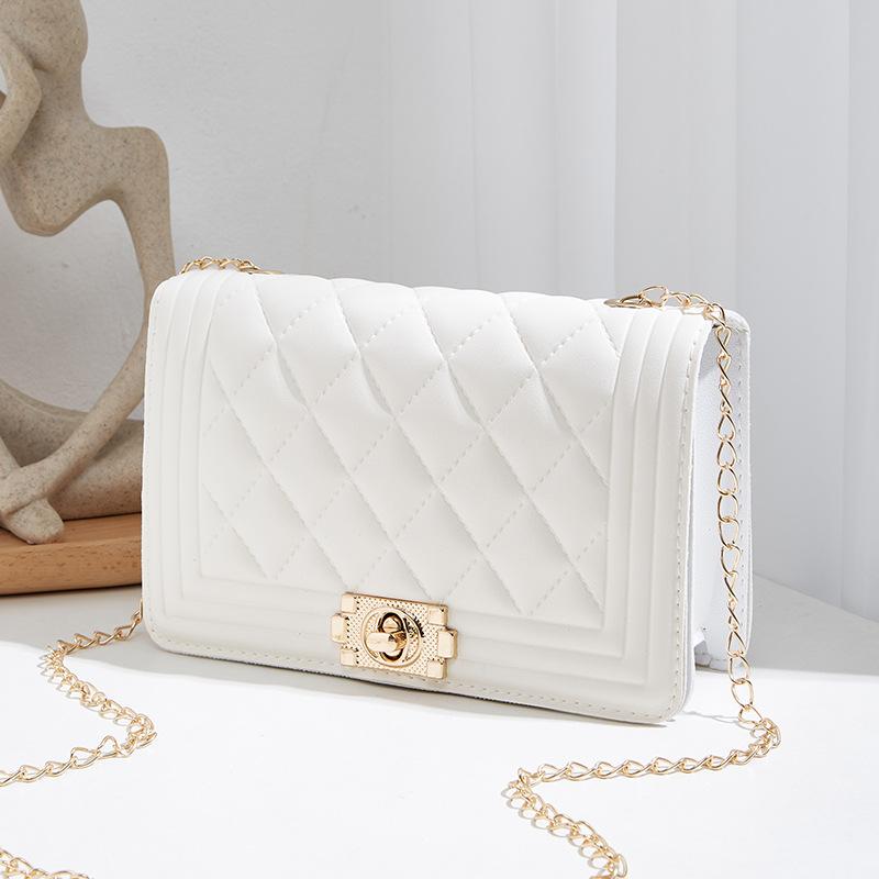 omen's bag new solid color embroidered lock chain small square bag casual mobile phone bag's